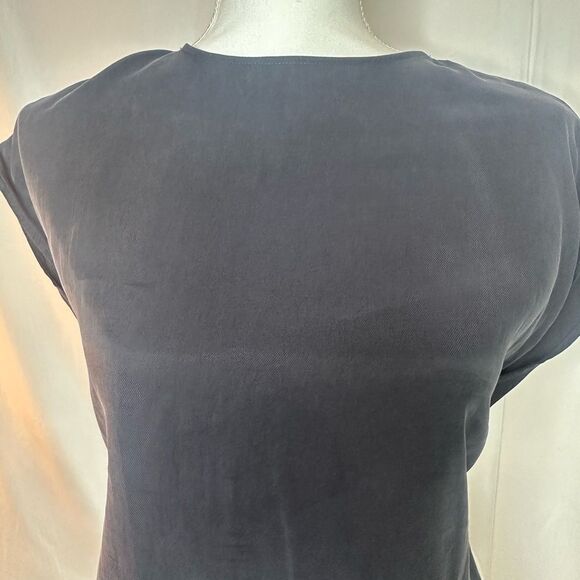 Zara Washed Black & White Modern High Low Blouse with Ribbon Bow Size XS - Picture 4 of 13